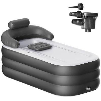 Baignoire gonflable pliante pour adultes, baignoire de glace pliable 63 "pour les sportifs, pliable portable avec pompe à air électrique, baril de trempage autoportant pour l'intérieur ou l'extérieur