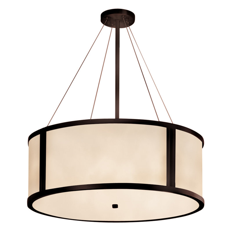 Lustre cylindrique à 8 lumières Brey, Bronze foncé, H 12 po x l 36 po x P 36 po