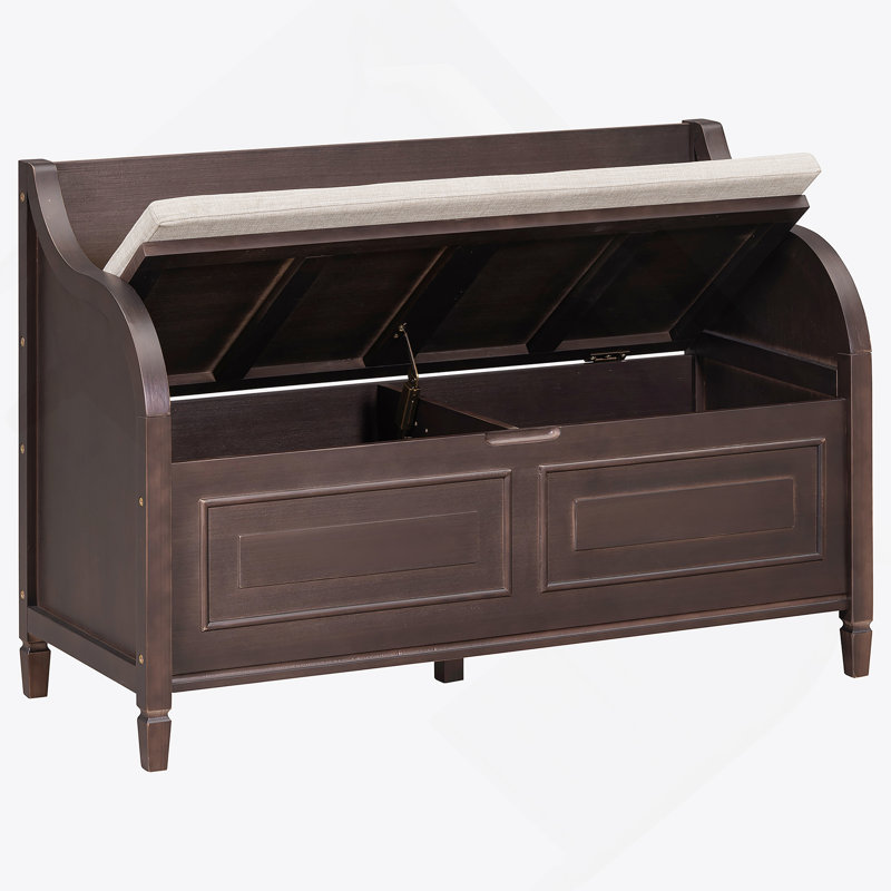 Rustic Multifunctional Storage Bench (Espresso+Beige), Espresso