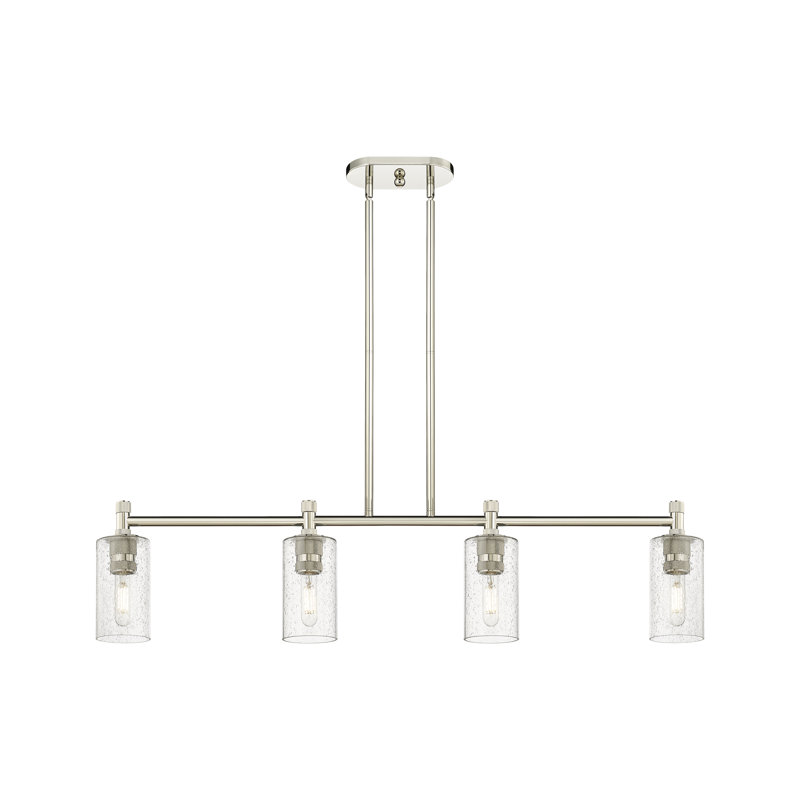 Luminaire suspendu pour îlot 4 lumières Crown Point, H 9,88 po x l 43,75 po x P 3,88 po, Grainé, Nickel poli