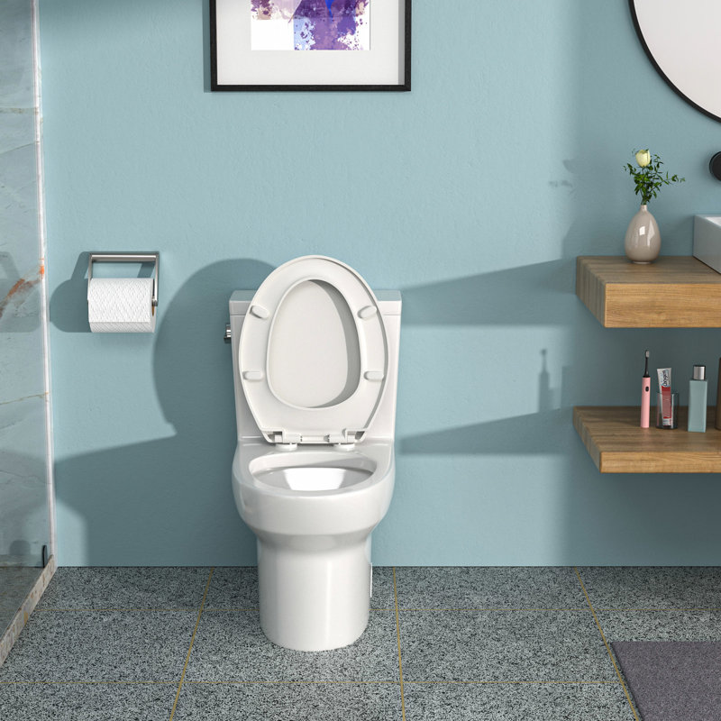 One Piece Ceramic Toilet With Smooth Surface - Powerful Flushing, White, 28.97 In. D X 16.19 W 28.73 H Low Maintenance Requirements, Deep Wide Tall