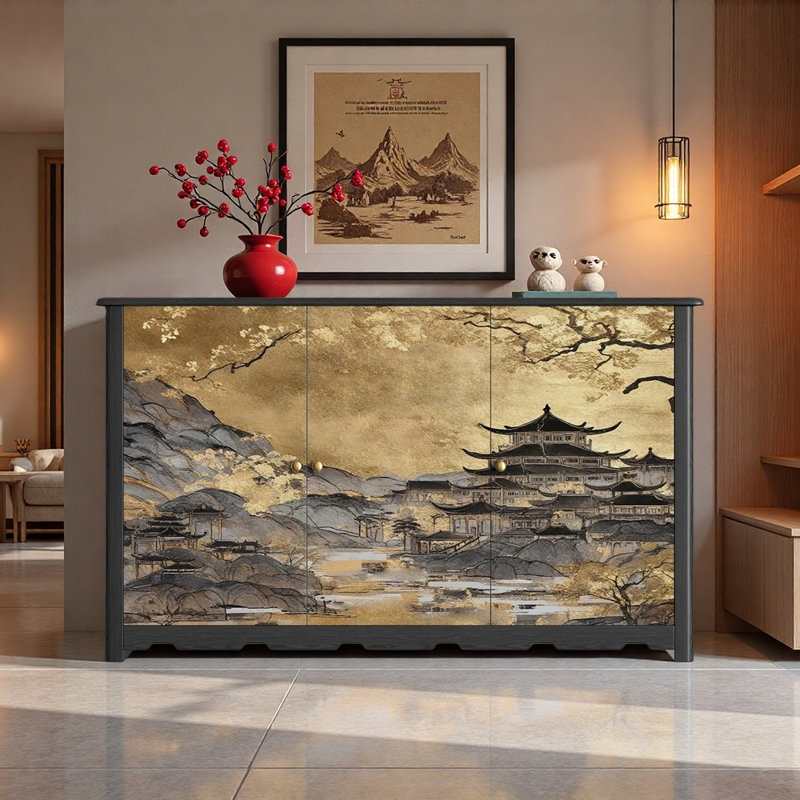 Buffet en bois massif Munich, Noir