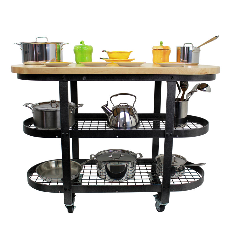 Gourmet Kitchen Cart with Butcher Block Top