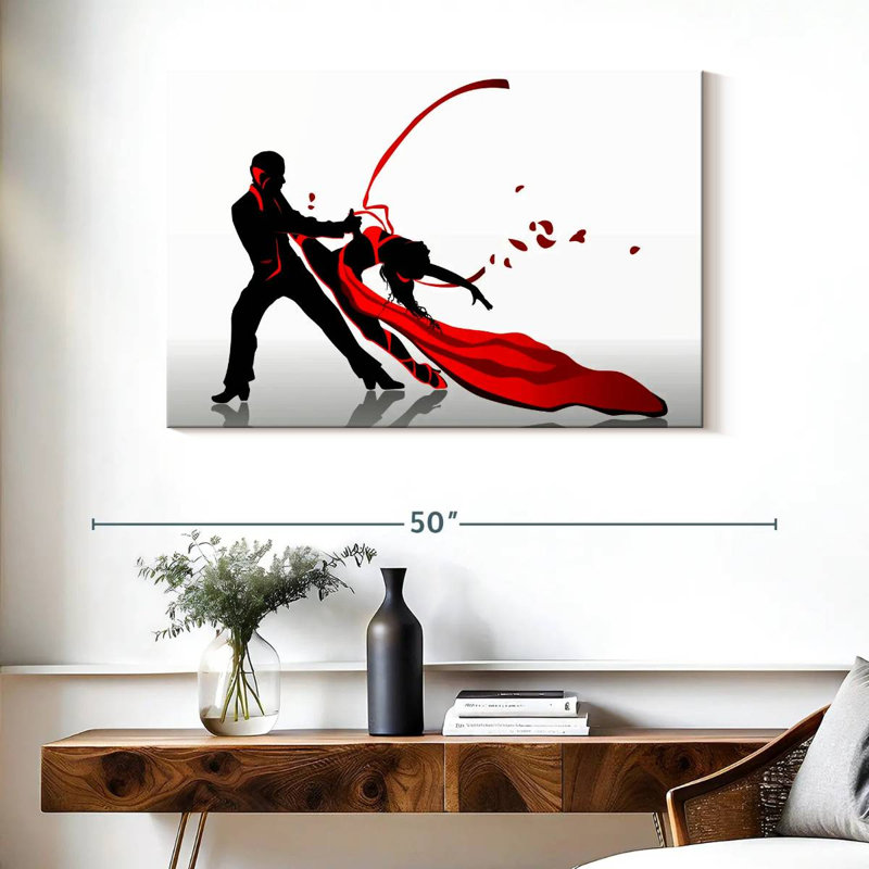 Danseurs de tango passionnés sur toile, H 26 po x l 39 po x P 1,25 po