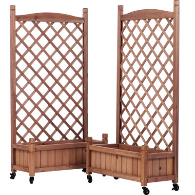 2 lit de jardin surélevé avec treillis - support à plante d'extérieur en bois et boîte à fleurs 30 minutes à assemblage rapide - revêtement en toxine réglable 3 couches en bois massif convenant aux espaces intérieurs brun 2 treillis Easy 30