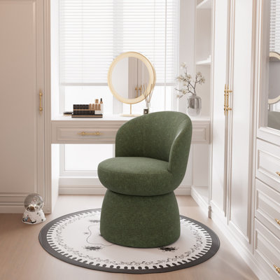 Fauteuil d'appoint rembourré Allis, tabouret de coiffeuse pivotant avec dossier à oreilles, fauteuil de maquillage en tissu Boucle