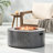 Round Iron Fire Pit With 40,000 , Smokeless, Propane - Fueled, , Quick Start, No Assembly, Stone Gray, 32 Inches Wide, Deep, 13.5 High, 38.96 Lb Pit, Ignition,