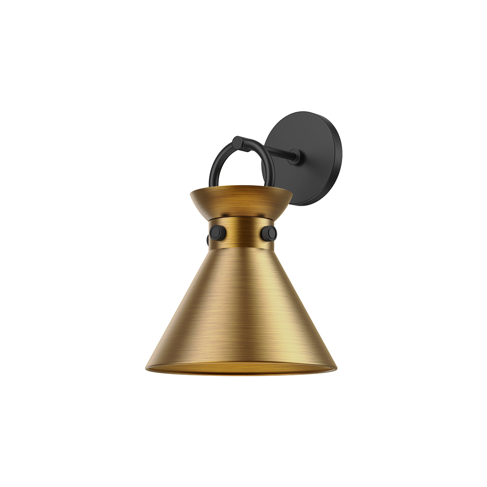 Tiney Single Light Steel Dimmable Armed Sconce, Matte Black, Aged Gold