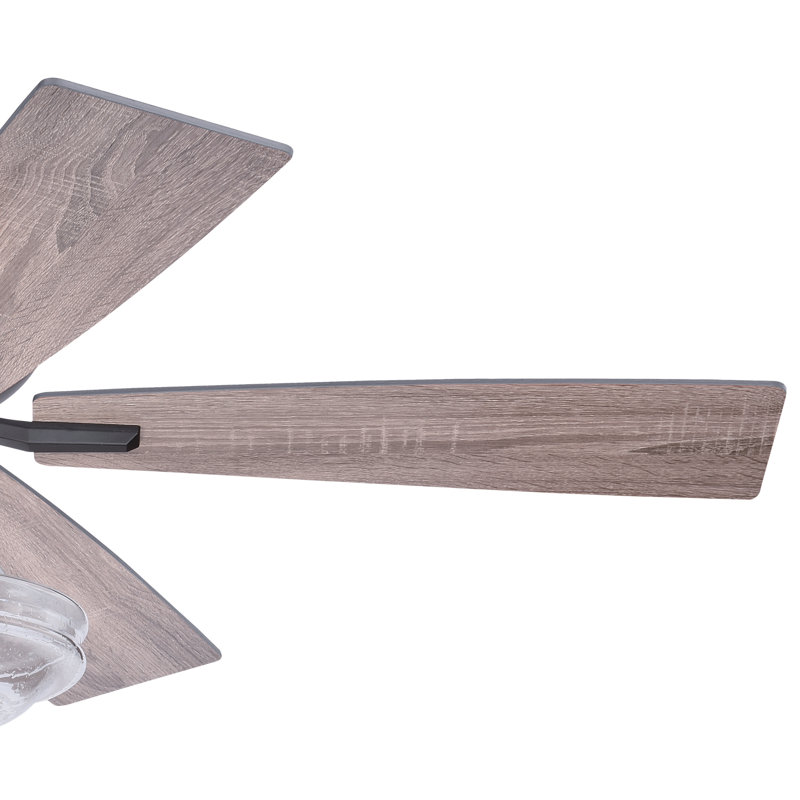 Mandy 52 in. Bronze Indoor Rod Mount Farmhouse Ceiling Fan with Reversible Driftwood-Dark Maple Blades, Dimmable LED Light Kit and Remote Control, 3 Speeds, Clear Seeded Schoolhouse Glass Shade