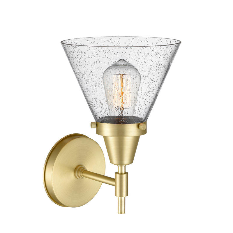 Gayle Armed Sconce, Incandescent, Satin Brass, Seedy