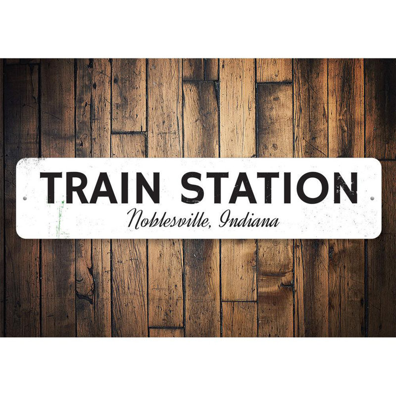 Enseigne de train personnalisée en aluminium, H 4 po x l 18 po x P 0,04 po