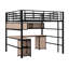 Lit mezzanine double en métal avec bibliothèque-628119410