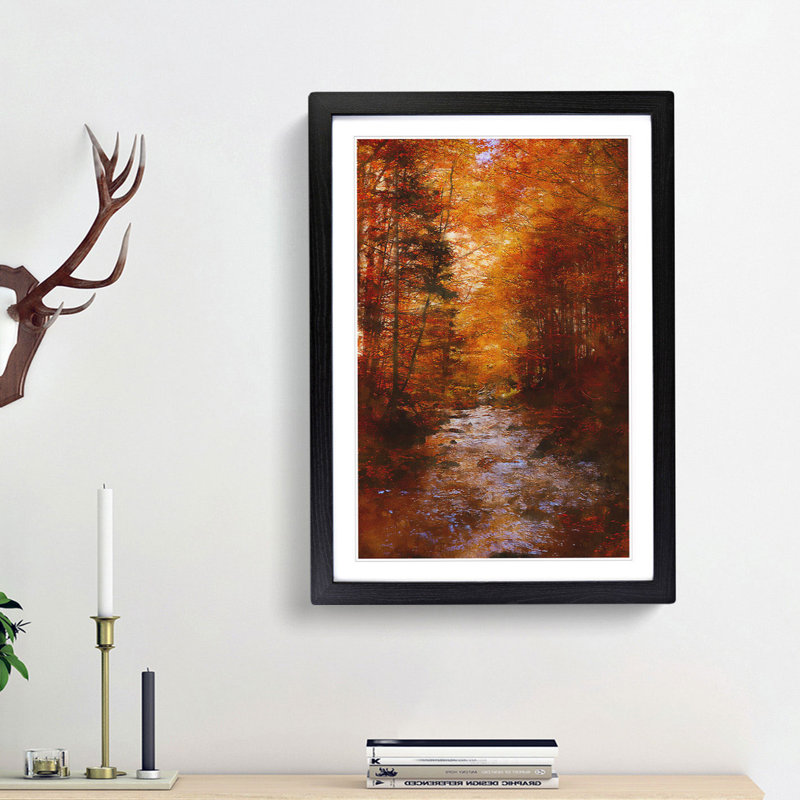 The Woodland Stream - Picture Frame Painting Print, Black Framed, 87cm H x 62cm W x 2cm D