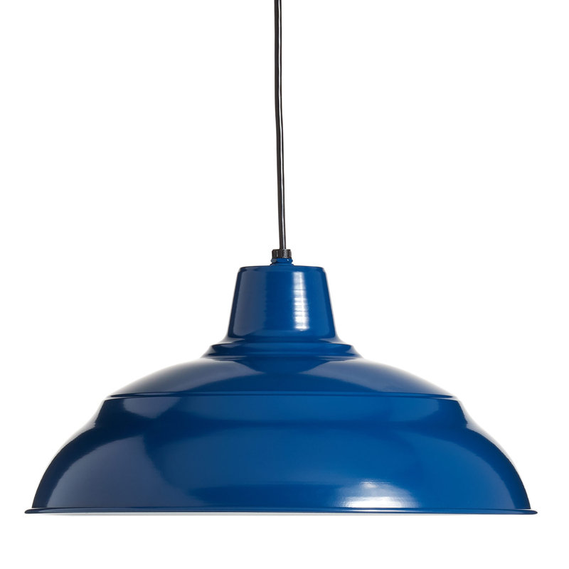 Luminaire suspendu simple en forme de dôme à 1 lumière Abrahamson, Bleu marine, H 8,25 po x l 14 po x P 14 po