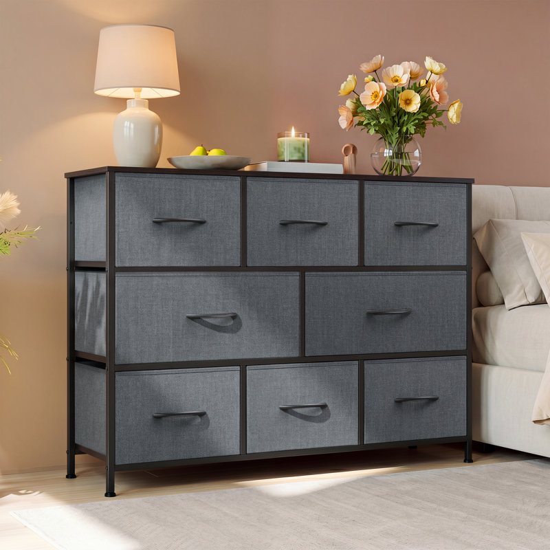  Commode 8 tiroirs Chaseburg, Gris foncé