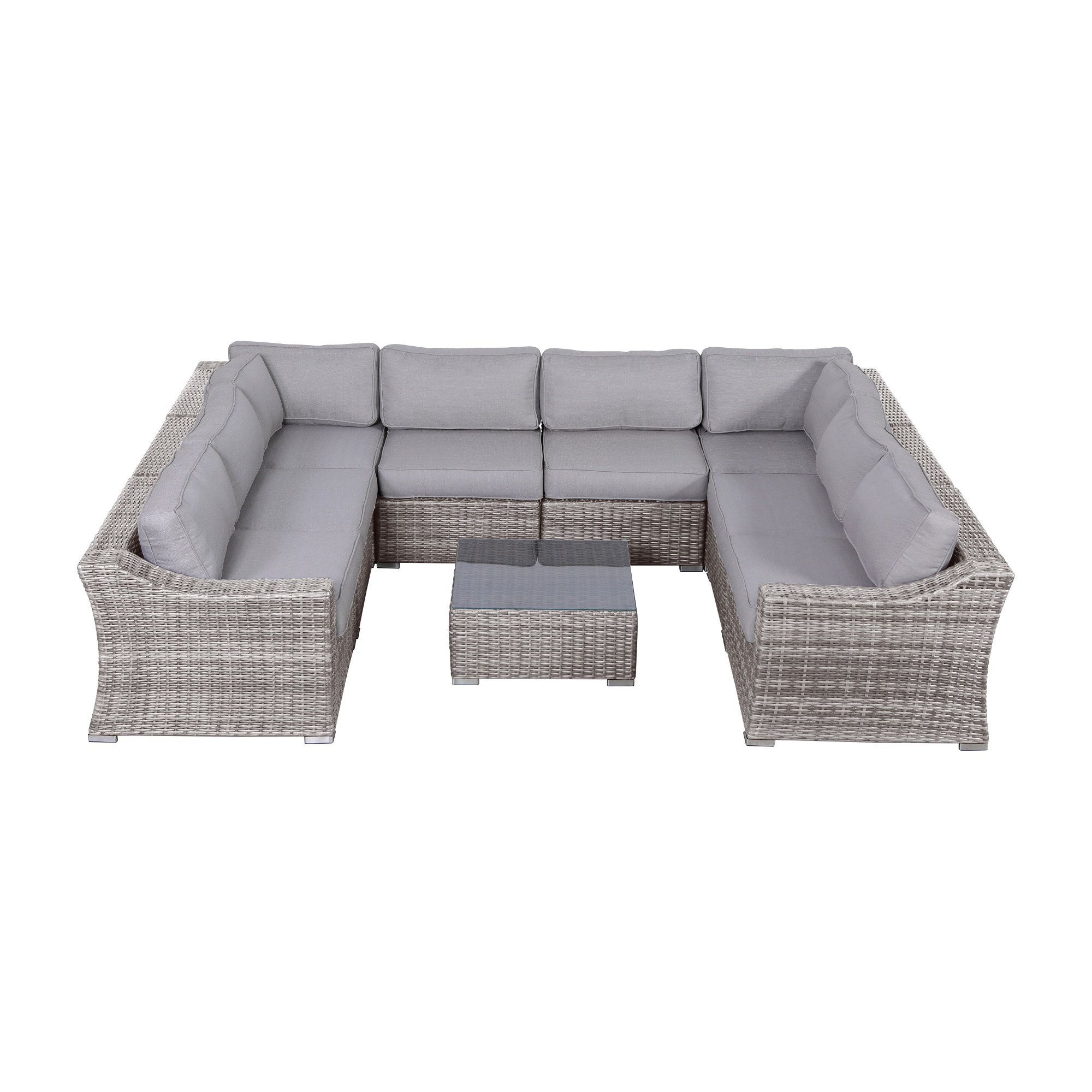 Saffi Wicker Fully Assembled 6 - Person Seating Group with Cushions, Olefin Gray, Mixed Gray