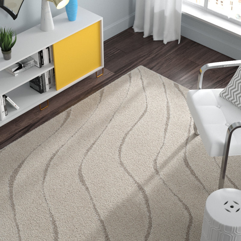 Ashal Abstract Cream/Beige Area Rug, Rectangle 9'6" x 13'