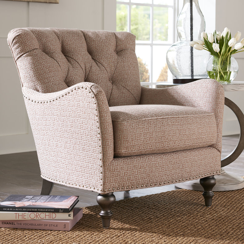 Oyster Bay Armchair, Pink, Dark Brown