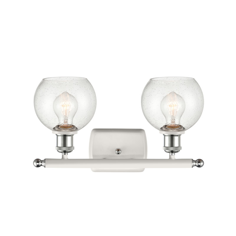 Éclairage pour meuble-lavabo en laiton antique à 2 lumières Almatine, Incandescente, Chrome blanc poli