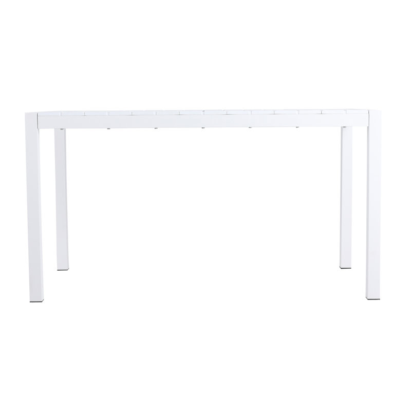 Table de bout blanche moderne de 55 po - table de salle à manger polyvalente intérieure / extérieure, table de patio, table de jardin - plateau de table léger en PP avec pieds en métal pour la cuisine, la cour et les rassemblements de terrasse