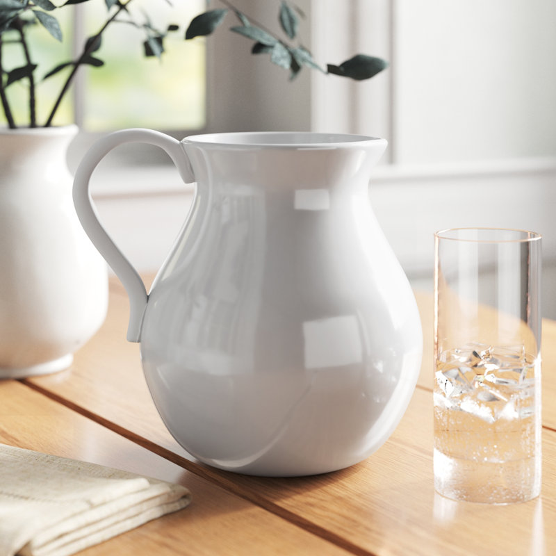 Sheldon Classic White Ceramic Curved Pitcher