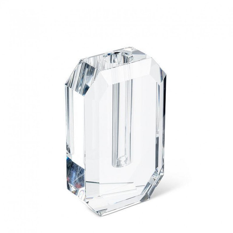 Small Cut Rectangle Bud Vase, 5" H x 3.5" W x 1" D
