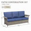 Coussin de patio extérieur de 76,7 po de largeur, coussins bleus avec tissu durable et confortable