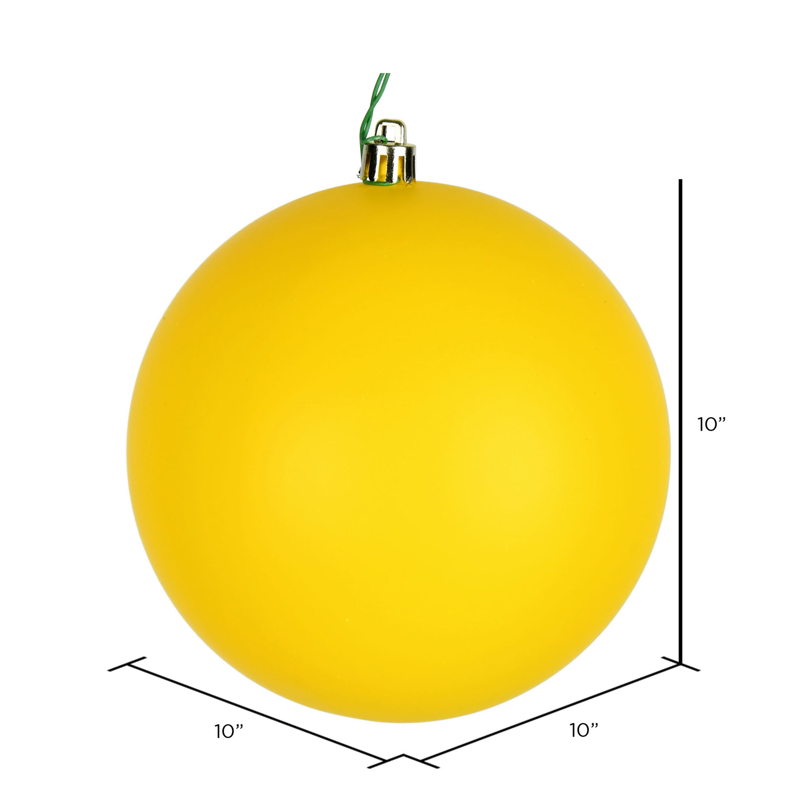Holiday Décor Ball Ornament, 10" H x 10" W x 10" D, Matte Yellow