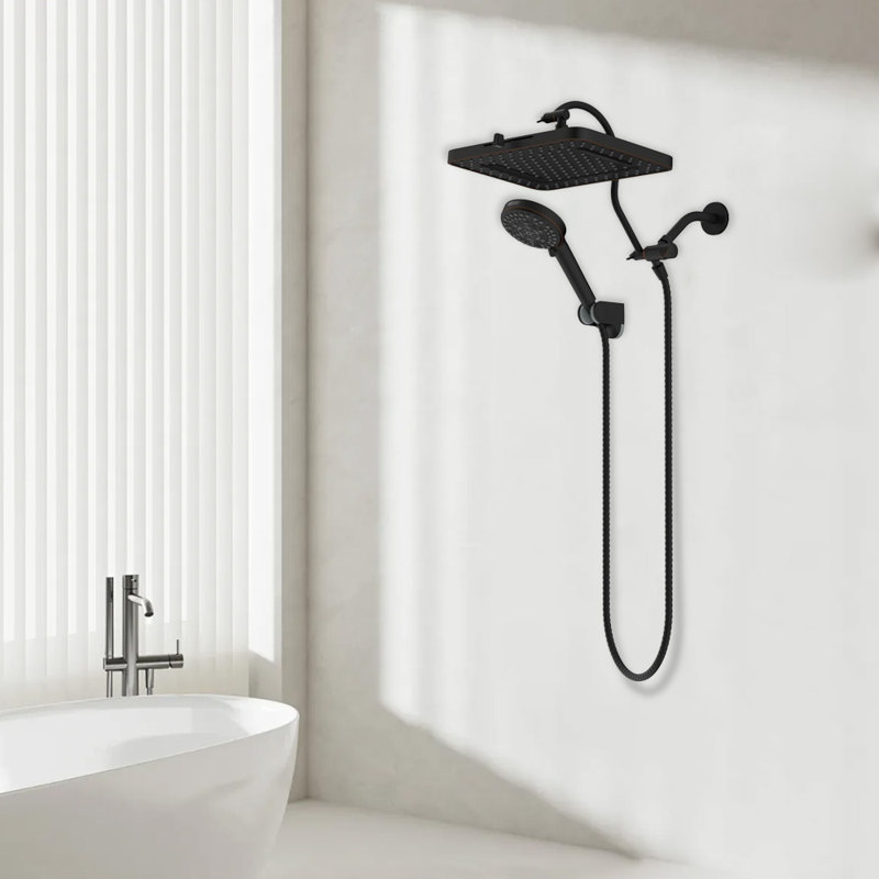 13'' High Pressure 5-Spray Rainfall Shower Head,With 10-Mode Handheld Spray,12'' Adjustable Extension Arm, 71'' Hose