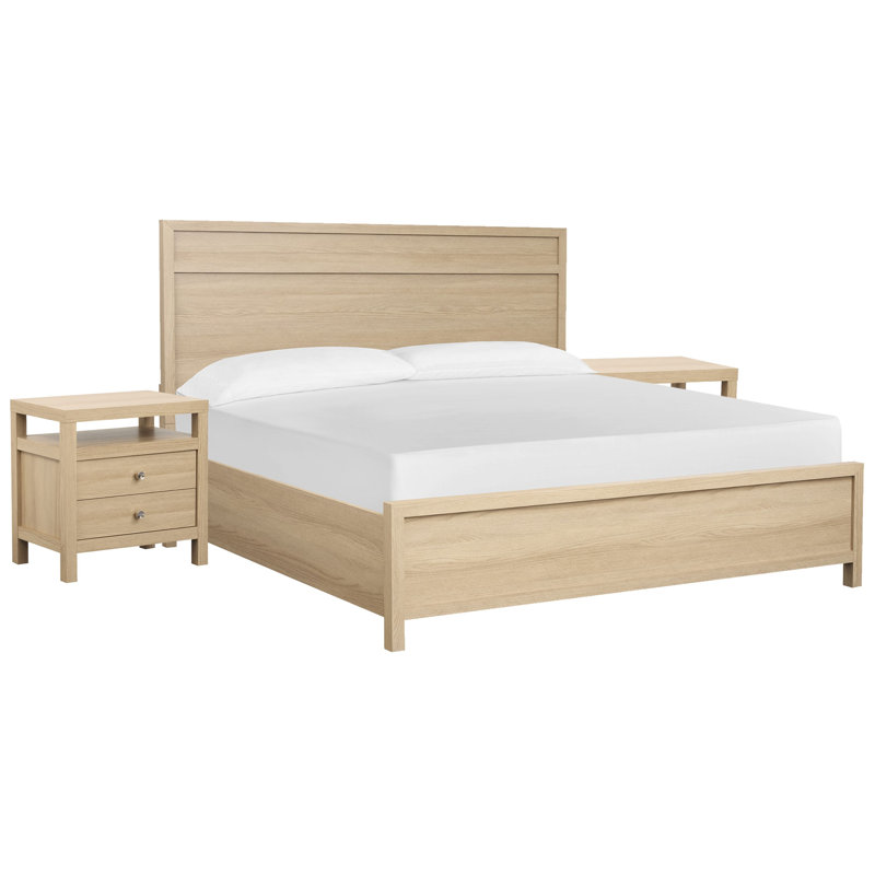 Grand lit à panneau avec 2 tables de chevet Wentworth, 3 Pcs: Bed, 2 Nightstands, Grand