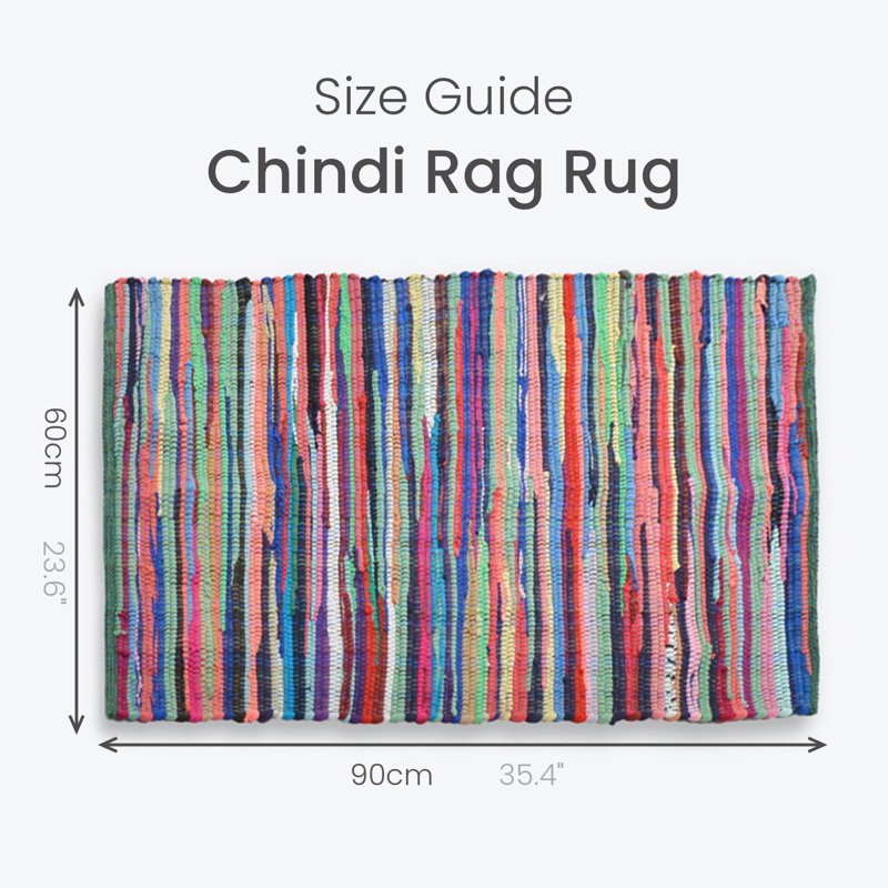 Nisbet Handwoven Multicolour Rag Rug, Rectangle 60 x 90cm