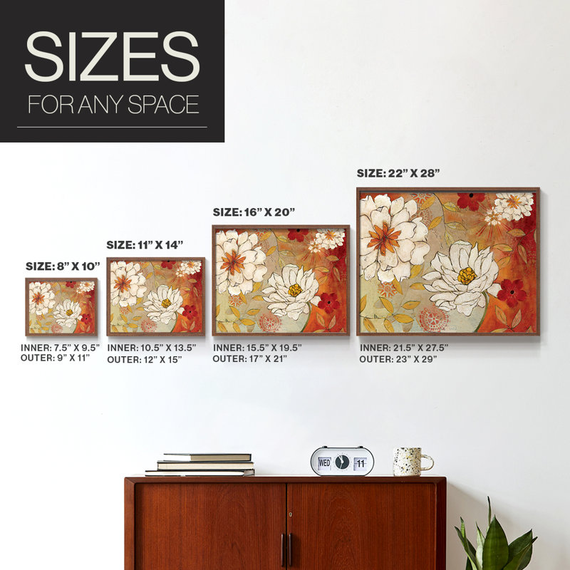 Lush Crimson II -Framed Print - Restickable, H 22 po x l 28 po, Noyer