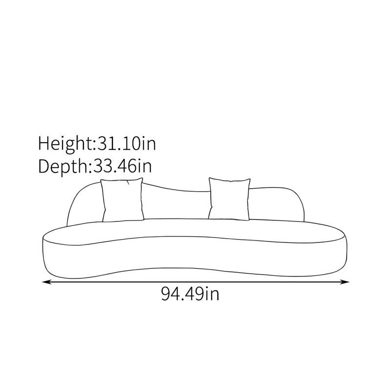Canapé européen, H 31,1 po x l 94,49 po x P 33,46 po