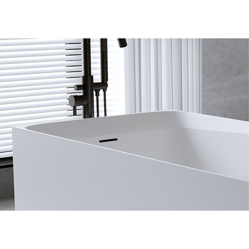 51'' Solid Surface Matte Tub, Freestanding Solid Surface Resin Stone Bathtub, Solid Surface Matte White Soaking Tub,Free Standing Tub With Overflow And Pop-Up Drain, Matte White