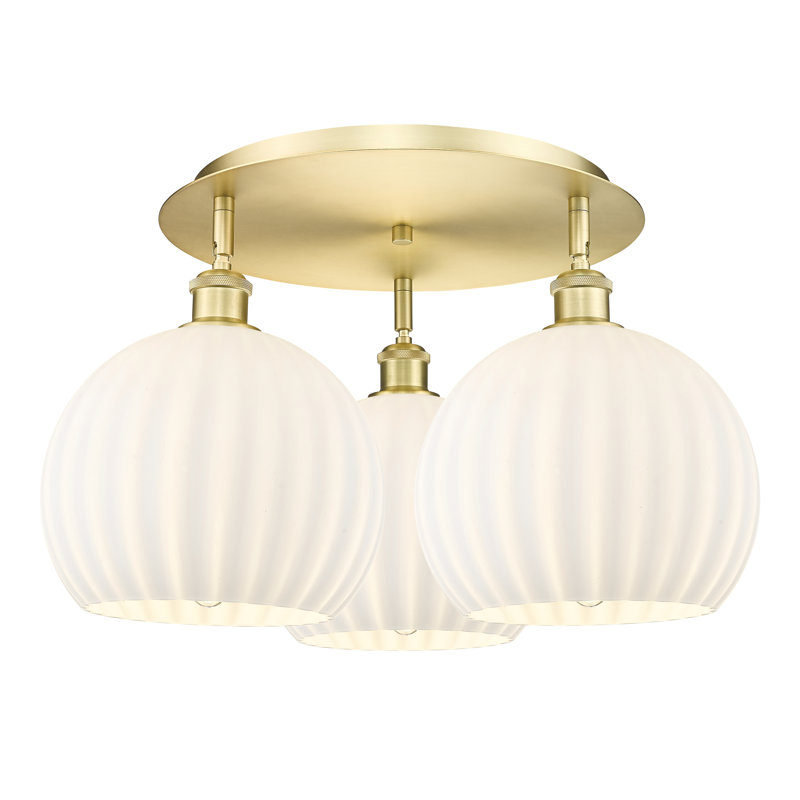 Baxman Glass Semi Flush Mount, Satin Gold, 12.75'' H x 21.75'' W x 21.75'' D