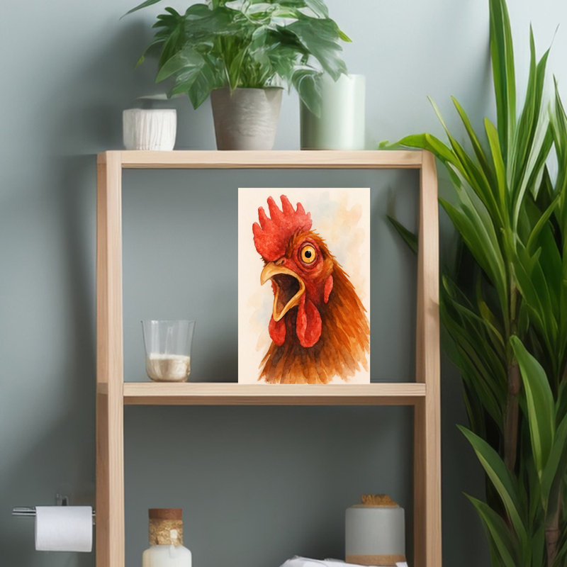 Drôle de coq criant, audacieux, oiseau moderne, animal, nature, art mural, H 18 po x l 12 po