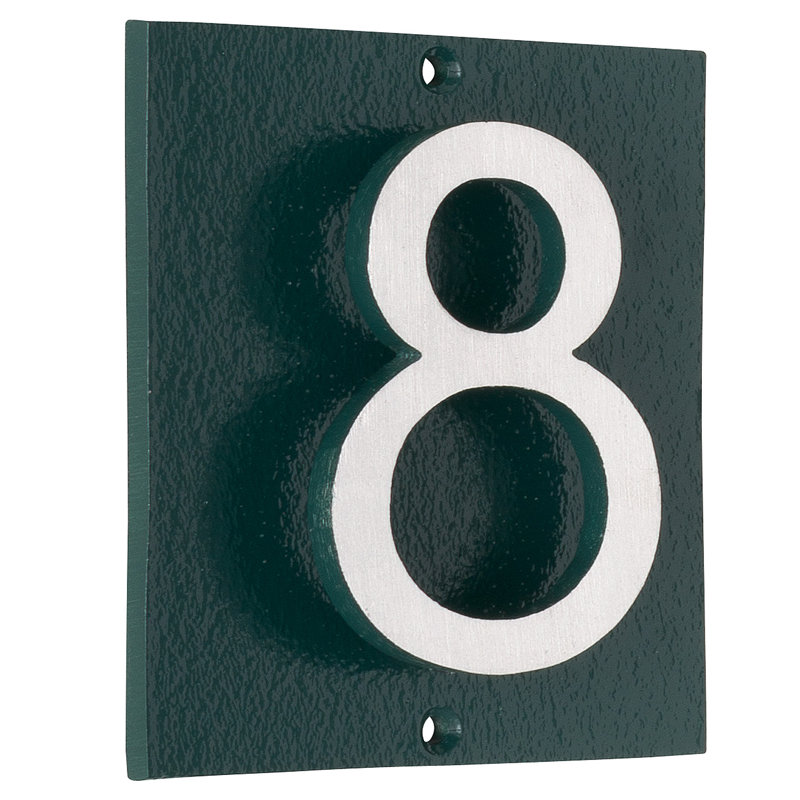 Plaque d’adresse murale sur 1 ligne flottante, Vert forêt, Nickel satiné deux tons, Oui