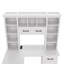 Bureau d'ordinateur en L avec 2 armoires et 2 tiroirs, 11 tablettes ouvertes, avec prise de courant, pour bureau, salon et bureau, blanc-960218842