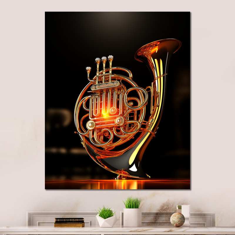«French Horn Flourish Lustrous» sur métal, H 32 po x l 16 po