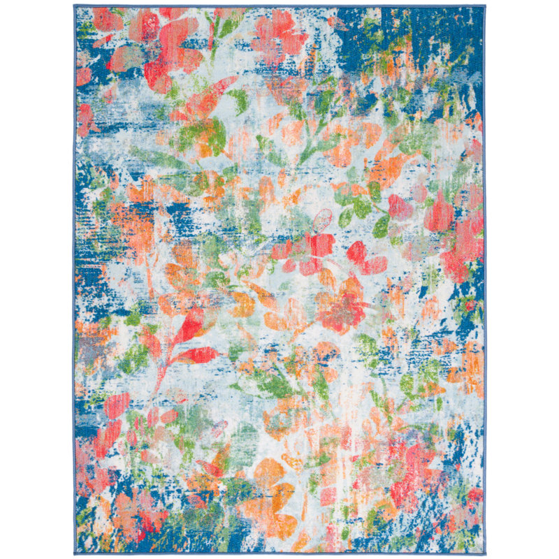Clairan Performance Machine Washable Floral Rug, Rectangle 5'5" x 7'6"