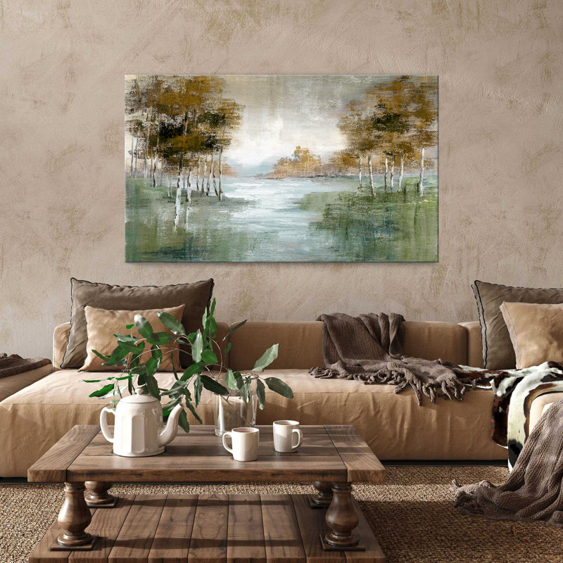 "Fall Birch River" by Nan Print on Canvas, 28" H x 48" W x  1.5" D