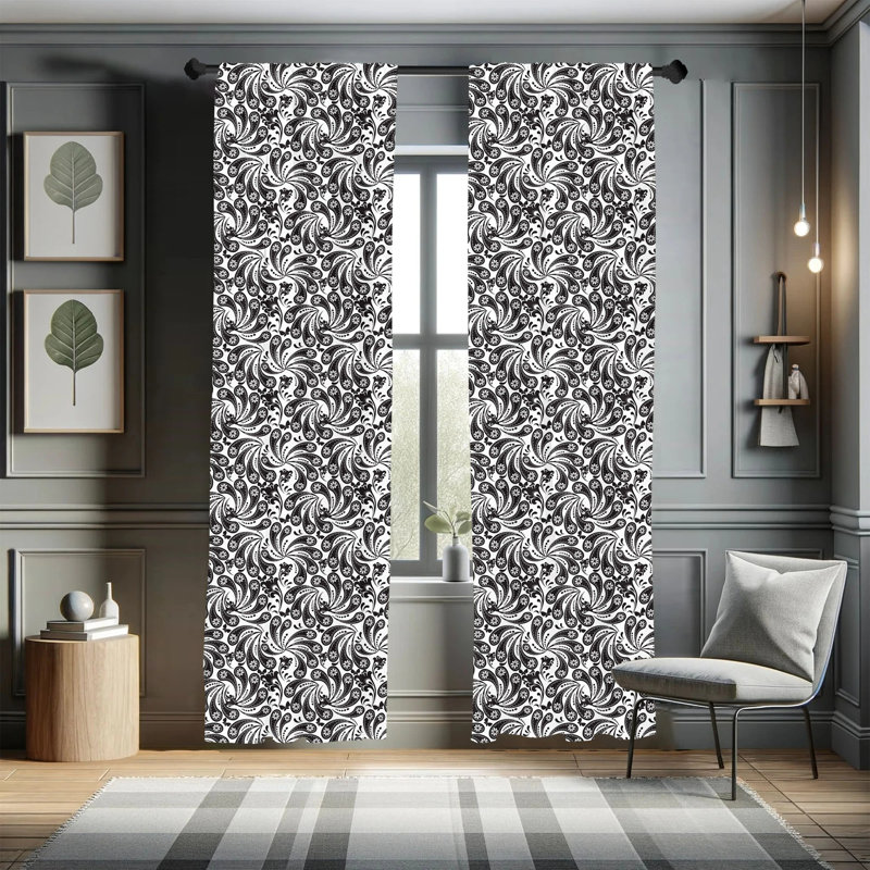 Floral Semi-Sheer Rod Pocket Curtain Panels, 28" x 84"