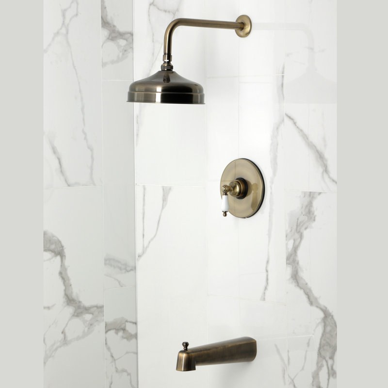 Kingston Brass Single-Handle Pressure Balanced Tub and Shower Faucet, Antique Brass