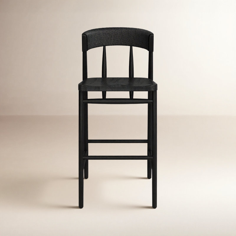 Siofra Solid Wood Counter Stool, Bar Stool (30" Seat Height), Black