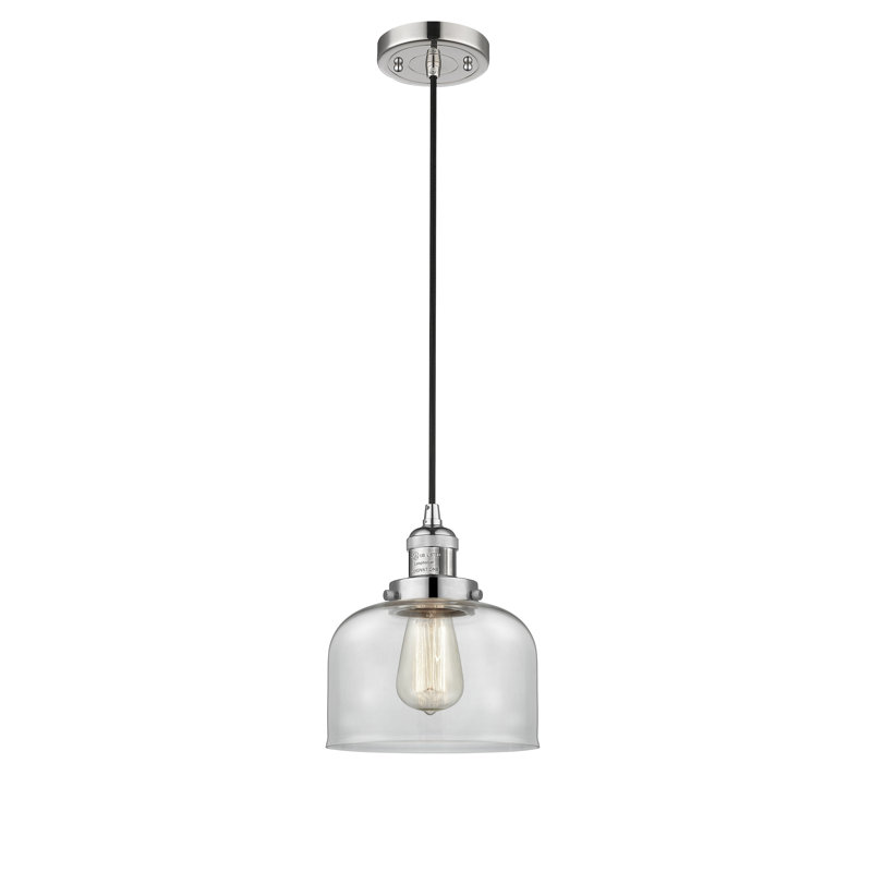 Witherington 1 - Light Single Pendant, Clear, 8.88" H x 7.75" W x 7.75" D, Polished Nickel