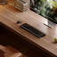 Bureau en bois massif en forme de L brun noyer + en rotin +-1124531165-1124531106