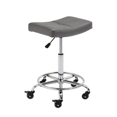 Tabouret roulant réglable avec siège large et roulettes verrouillables, tabouret de bureau avec repose-pieds, siège pivotant pour atelier, laboratoire, salon