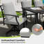 Ensemble repas de patio en métal noir 9 pièces avec table rectangulaire, 8 chaises de salle à manger pivotantes et coussins gris Maynard-122878555