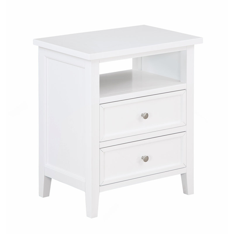Table de chevet 2 tiroirs blanche