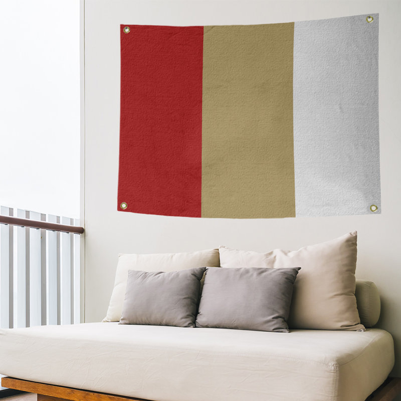 Tapisserie de polyester san francisco, H 50 po x l 59 po, Rouge / or / blanc